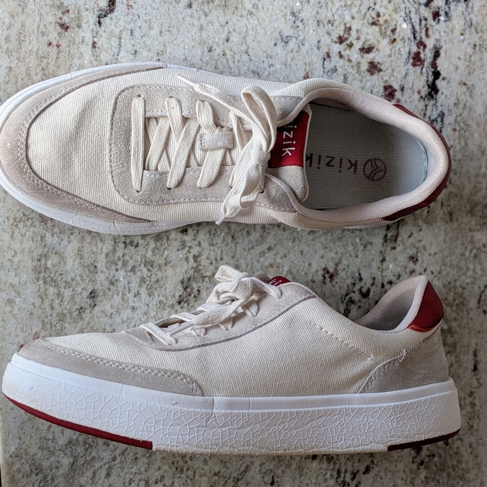 Kizik Women's or Men's Stylish Cream and Red Sneakers